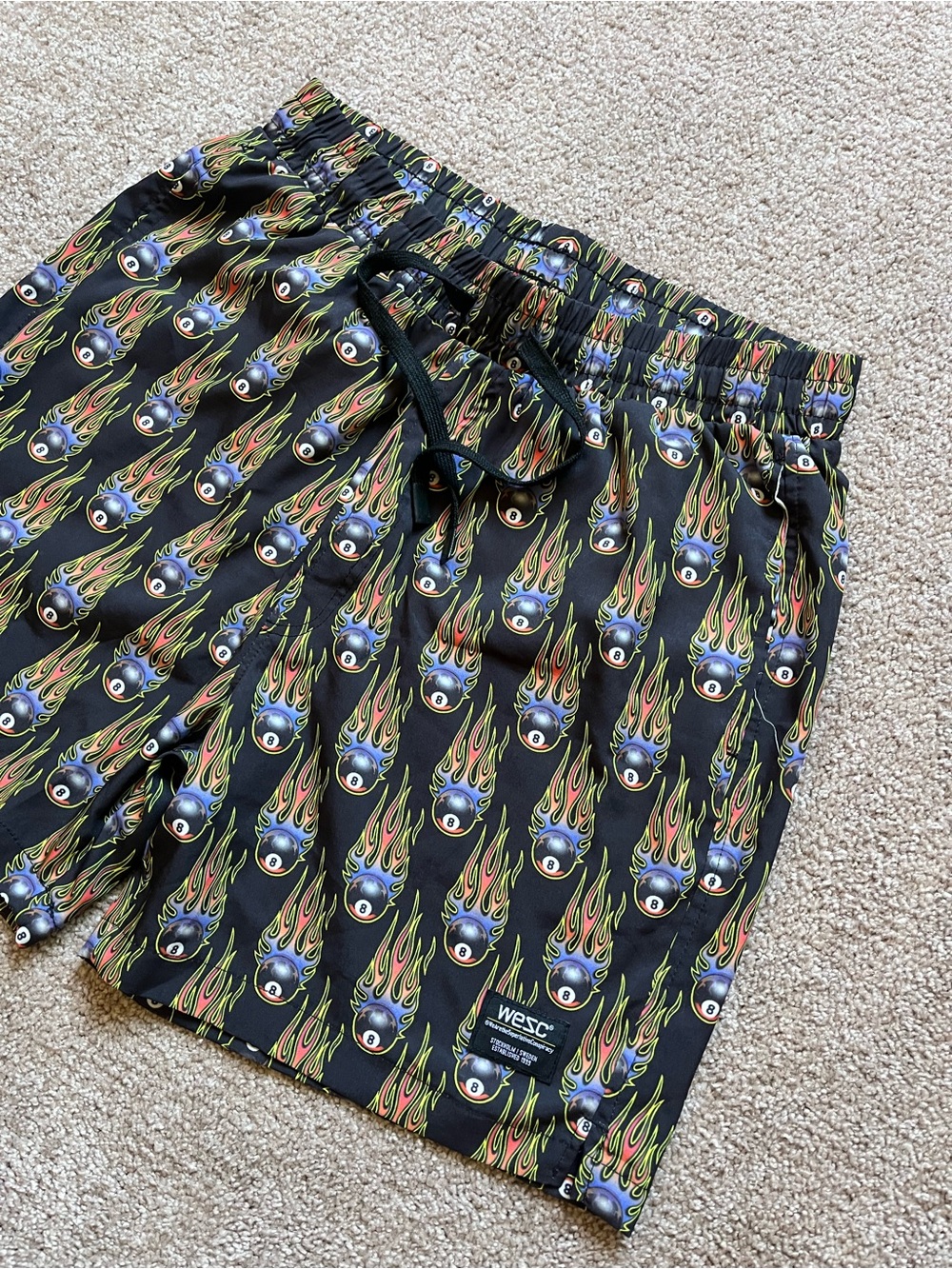 VTG 00’s / Y2K WESC Flaming 8Ball Short Cut Board Shorts - Picture 5 of 6